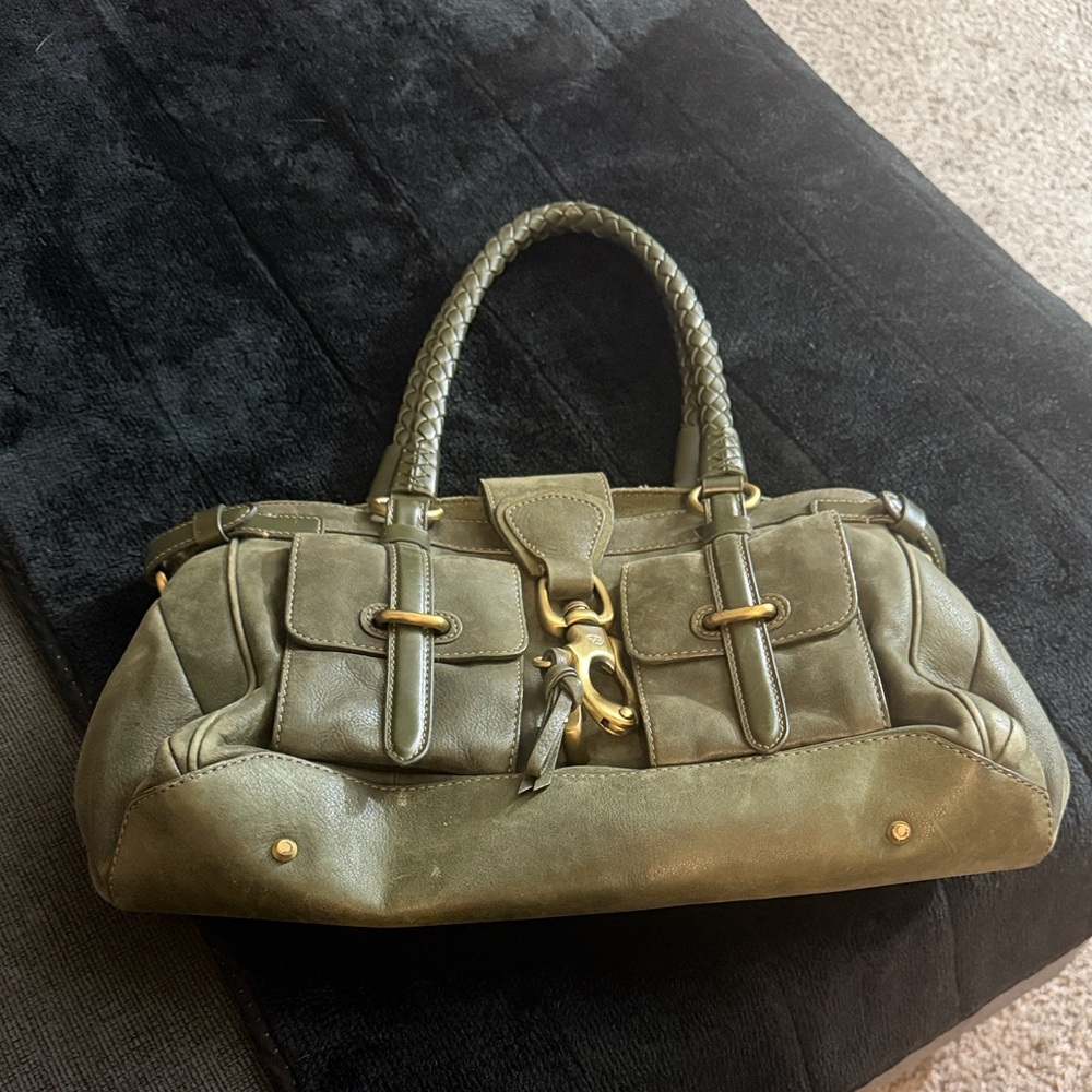 Francesco Biasia Olive Green Leather Handbag